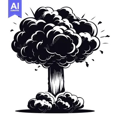 Aset premium populer: A Black and White Illustration of a Mushroom Cloud Explosion