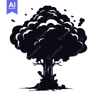 Popular premium asset: Black and White Silhouette of a Large Cartoon Explosion