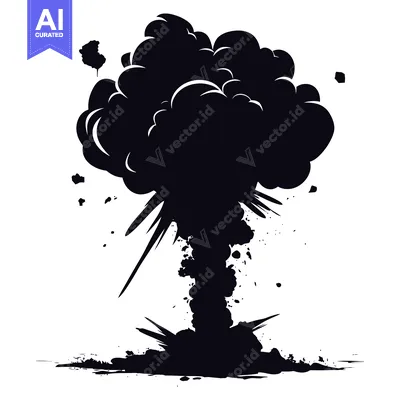 Black and White Silhouette of an Explosion