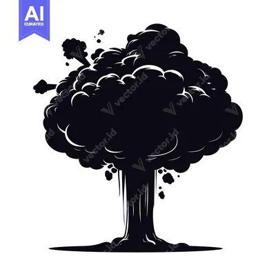 Aset premium populer: Black and White Silhouette of a Cartoon Explosion