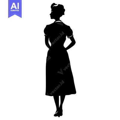 Silhouette of a Woman in a Dress Standing with Hands on Hips