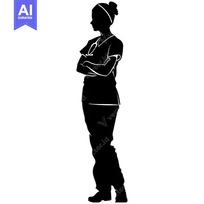 Silhouette of a Female Doctor with Crossed Arms
