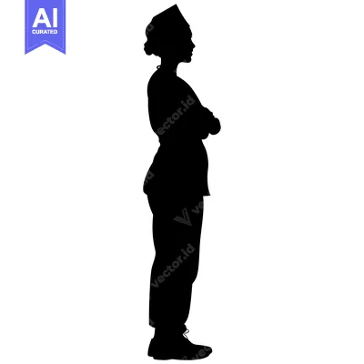 Premium design asset: Silhouette of a Woman in Military Uniform with Arms Crossed