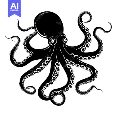Aset premium populer: Silhouette of an Octopus with Tentacles Extended