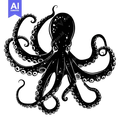 Popular premium asset: Black and White Illustration of an Octopus with Tentacles