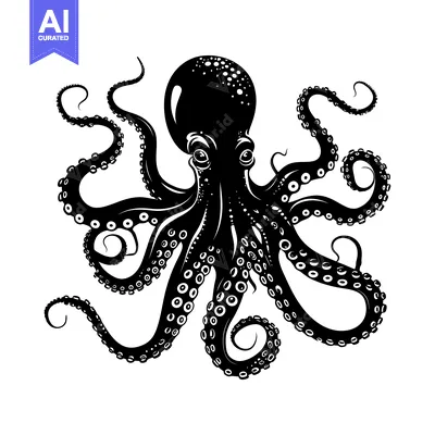 Popular premium asset: Black and White Silhouette of an Octopus with Tentacles
