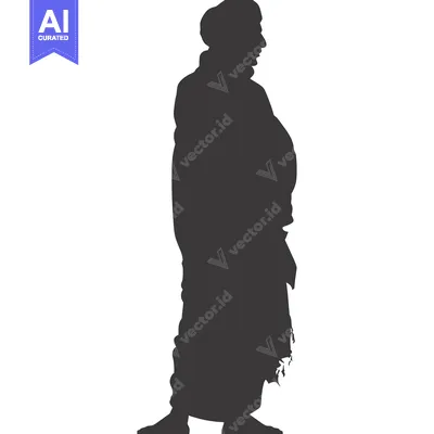 Aset desain premium: Silhouette of a Person Wearing a Traditional Indian Outfit