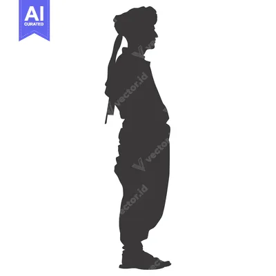 Premium design asset: Silhouette of a man in traditional clothing standing with arms crossed