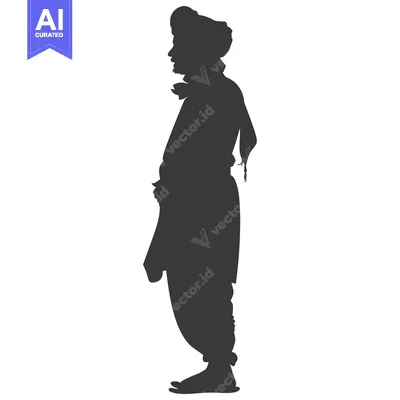 Aset desain premium: Silhouette of a Man in Traditional Clothing