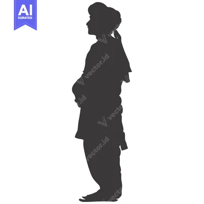 Aset premium populer: Silhouette of a Man in Traditional Clothing
