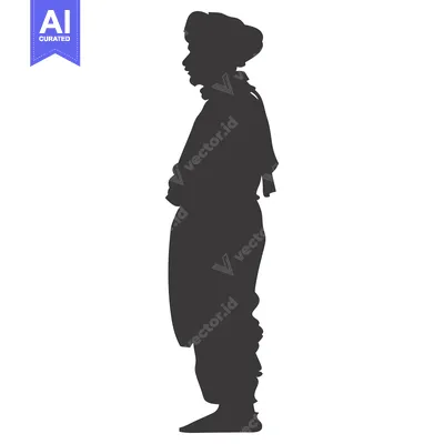 Aset desain premium: Silhouette of a Person Wearing a Turban