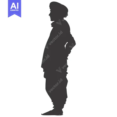 Popular premium asset: Silhouette of a Man Wearing a Hat and Traditional Clothing
