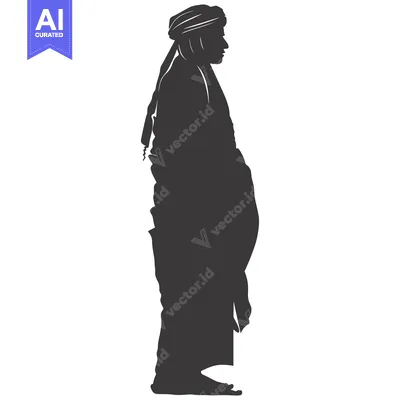 Aset desain premium: Silhouette of a Man Wearing a Turban