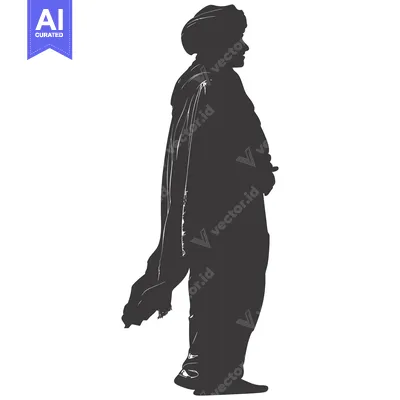Premium design asset: Silhouette of a Man in Traditional Clothing