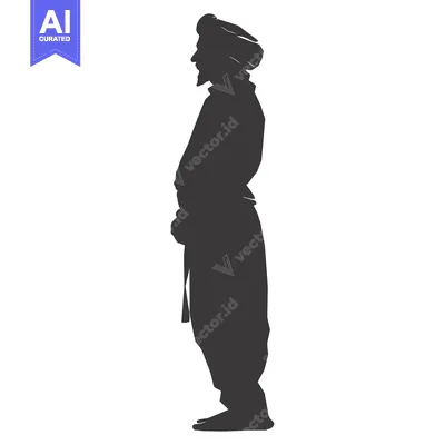 Aset desain premium: Silhouette of a man with beard wearing a turban