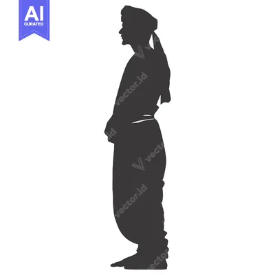 Aset premium populer: Silhouette of a Man in Traditional Indian Clothing