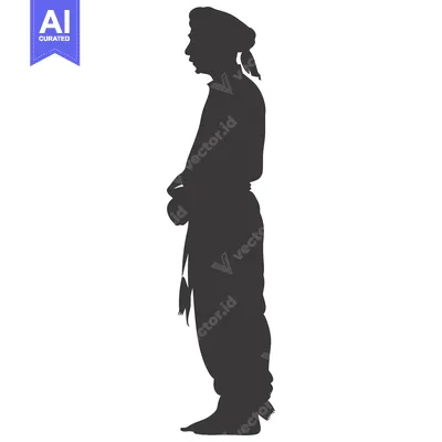Aset premium populer: Silhouette of a Man in Traditional Clothing