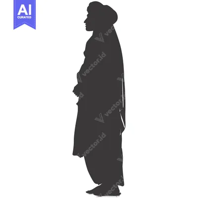 Aset premium populer: Silhouette of a Person Wearing a Turban and Long Robe