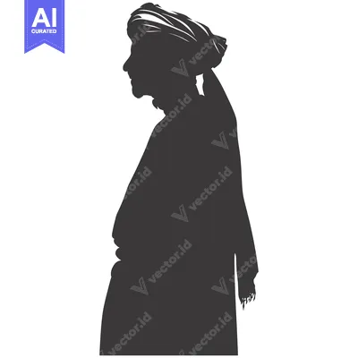 Aset desain premium: Silhouette of a Man Wearing a Turban