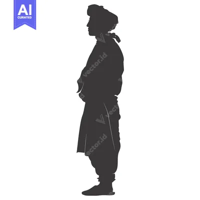 Aset premium populer: Silhouette of a Person Wearing Traditional Clothing