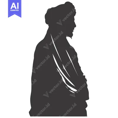 Aset desain premium: Silhouette of a Man Wearing a Turban and Traditional Clothing