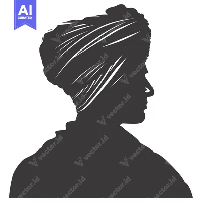 Aset desain premium: Silhouette of a Person Wearing a Turban