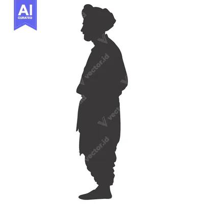 Aset desain premium: Silhouette of a Man in Traditional Clothing