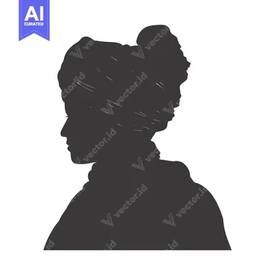 Popular premium asset: Silhouette of a Woman with Hair in a Bun, Facing Right