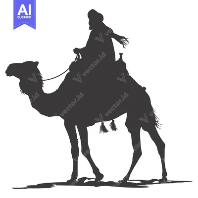 Premium design asset: Silhouette of a Man Riding a Camel