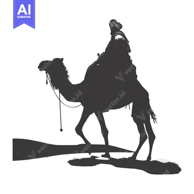 Popular premium asset: Silhouette of a Man Riding a Camel in the Desert