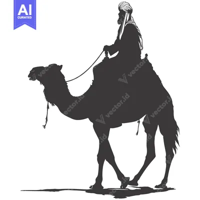 Popular premium asset: Silhouette of a Man Riding a Camel