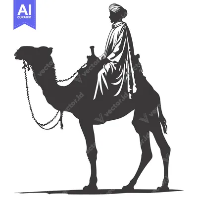 Popular premium asset: Silhouette of a Man Riding a Camel