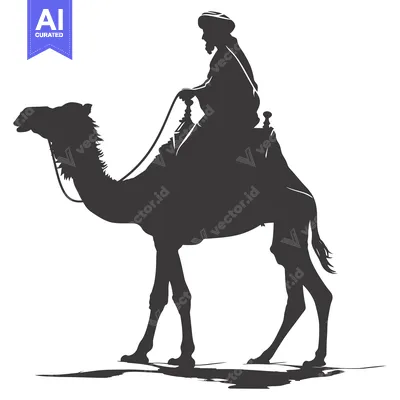 Aset premium populer: Silhouette of a Man Riding a Camel
