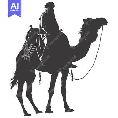 Premium design asset: Silhouette of a Person Riding a Camel