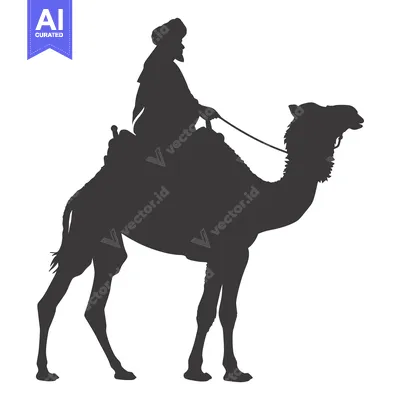 Premium design asset: Silhouette of a Man Riding a Camel