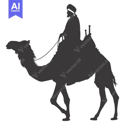Aset premium populer: Silhouette of a Man Riding a Camel