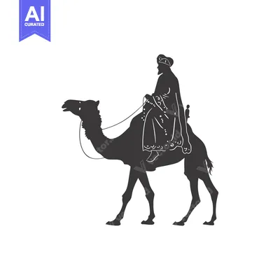 Premium design asset: Silhouette of a Man Riding a Camel