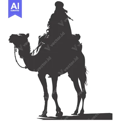 Aset premium populer: Silhouette of a Person Riding a Camel