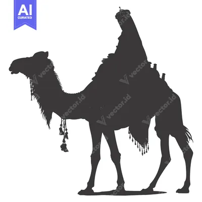 Aset desain premium: Silhouette of a Person Riding a Camel