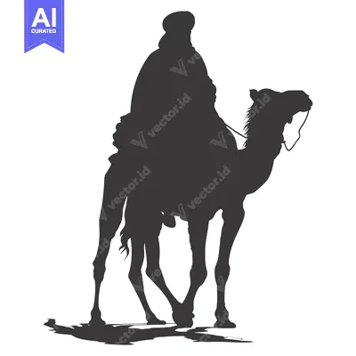 Premium design asset: Silhouette of a Person Riding a Camel
