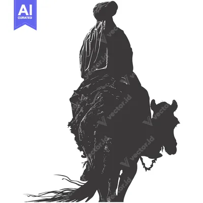 Aset desain premium: Silhouette of a Person Riding a Camel