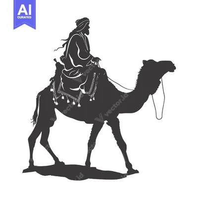 Silhouette of a Man Riding a Camel