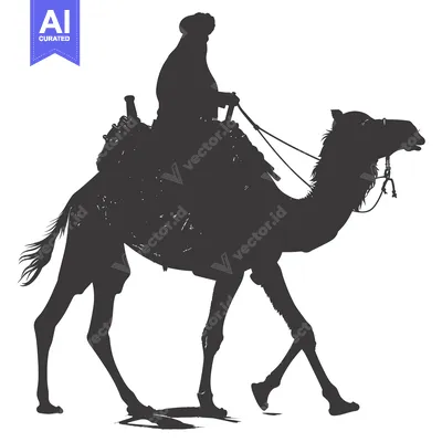 Popular premium asset: Silhouette of a Person Riding a Camel