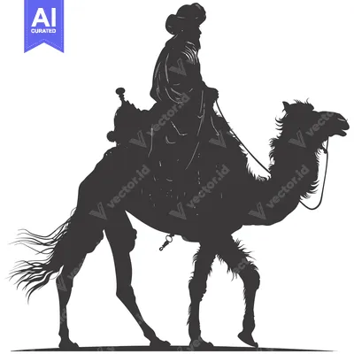 Aset premium populer: Silhouette of a Man Riding a Camel