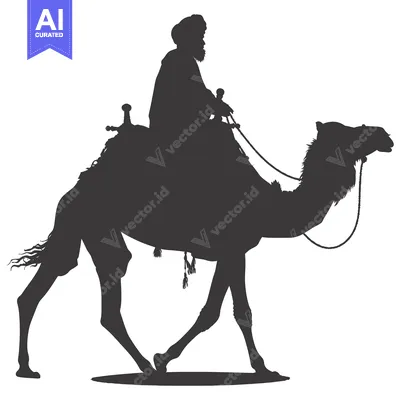 Silhouette of a Man Riding a Camel