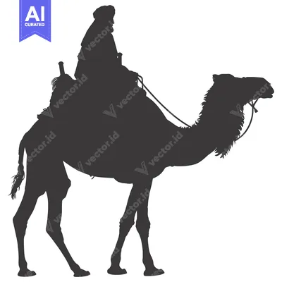 Silhouette of a Man Riding a Camel