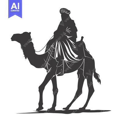 Premium design asset: Silhouette of a Man Riding a Camel