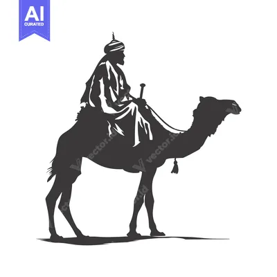 Silhouette of a Man Riding a Camel