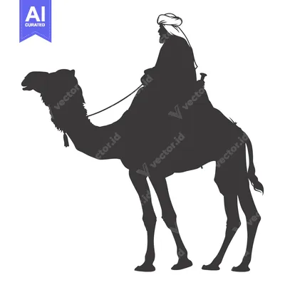 Premium design asset: Silhouette of a Man Riding a Camel