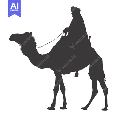 Silhouette of a Person Riding a Camel
